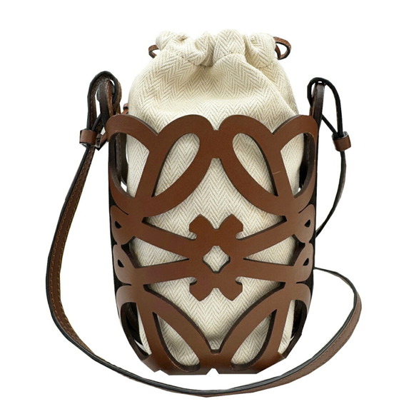 LOEWE Handbags - LOEWE Cutout Pocket Anagram Shoulder Bag in Canvas and Leather for Women